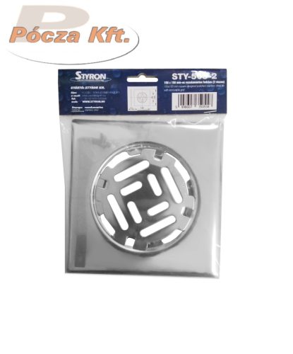 Padlóösszefolyó rács 15X15 cm krómozott STY-505-2