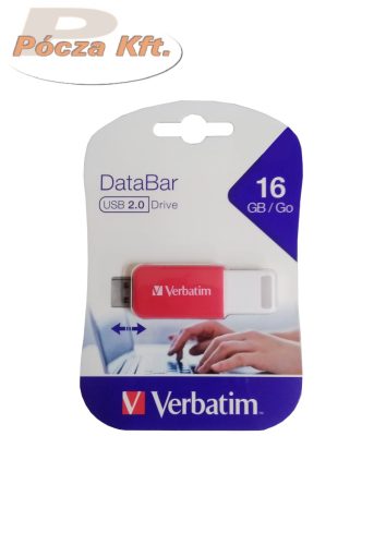 PenDrive 16Gb USB2.0 Verbatim DataBar piros