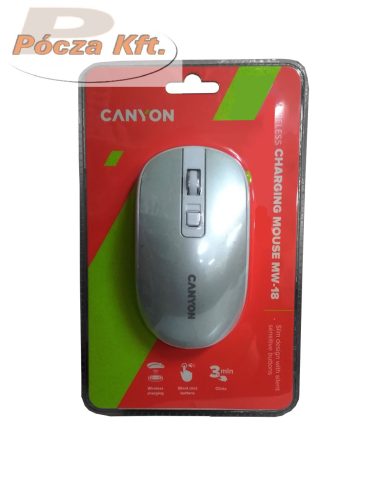 Számítógép egér vezeték nélküli Canyon CNE-CMSW18PW fehér-szürke
