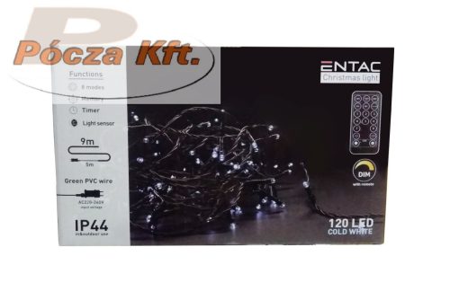 Fényfűzér kültéri 120 LED CW IP44 távirányítóval