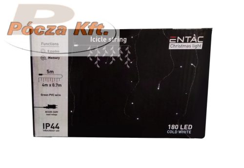 Fényfűzér kültéri jégcsap 180 LED CW IP44