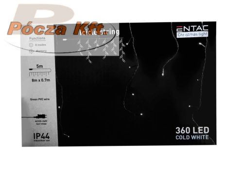 Fényfűzér kültéri jégcsap 360 LED napfehér 8m CW IP44