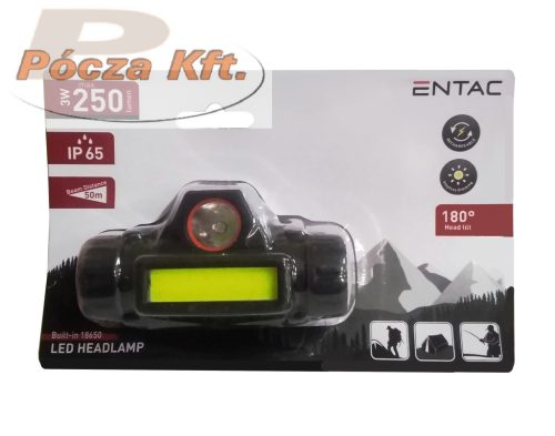 Fejlámpa 3W Entac 250lm IP65 18650 akkumulátorral