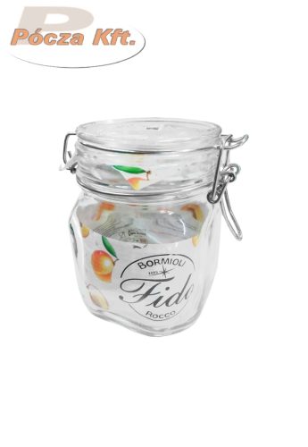 Befőttes üveg csatos víztiszta 750ml szögletes FIDO