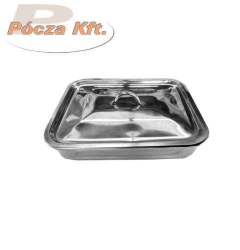 Tepsi rozsdamentes 42x31cm fedővel