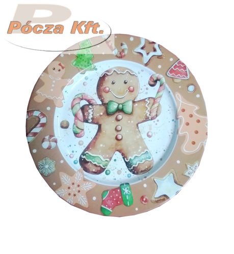 Karácsonyi tálca mézeskalács fém