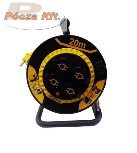 Elektromos hosszabbító 20m Kábeldobon 3x1,5mm2 IP44 csapfedeles Stanley